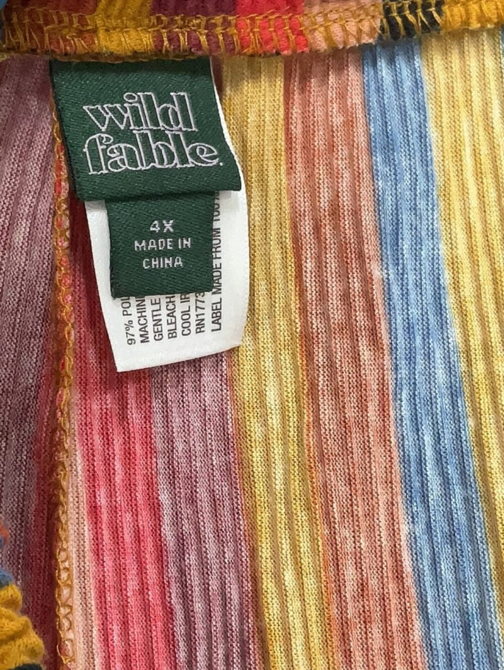 wild fable Pink Red Blue Multicolor Striped Ribbed Midi Skirt - Picture 3 of 4